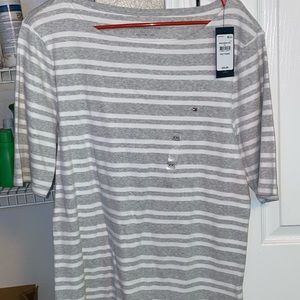 Striped White & Grey Tommy Hilfiger Tee